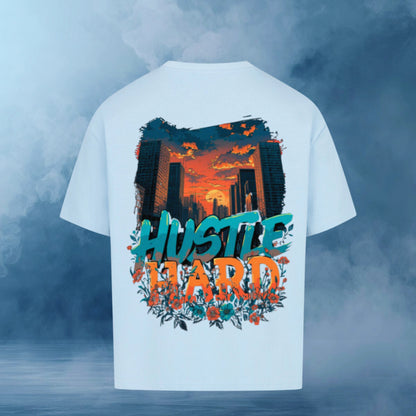 TheBroShop Hustle City Oversize T-Shirt Herren – Babyblau – Rückansicht