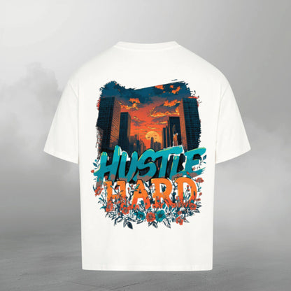 TheBroShop Hustle City Oversize T-Shirt Herren – Weiß – Rückansicht