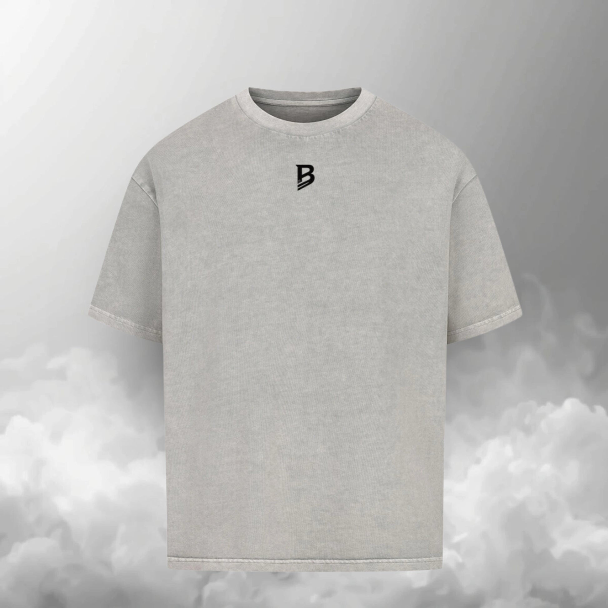 TheBroShop Hustle City Oversize T-Shirt Herren – Verwaschenes Grau – Frontansicht