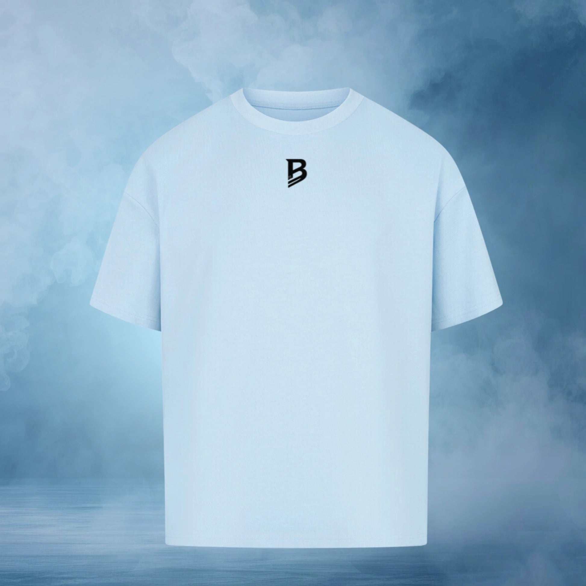 TheBroShop Never Give Up Oversize T-Shirt Herren – Babyblau – Frontansicht