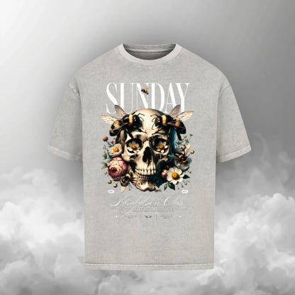 TheBroShop Hive Skull Oversize T-Shirt Herren – Grau – Frontansicht