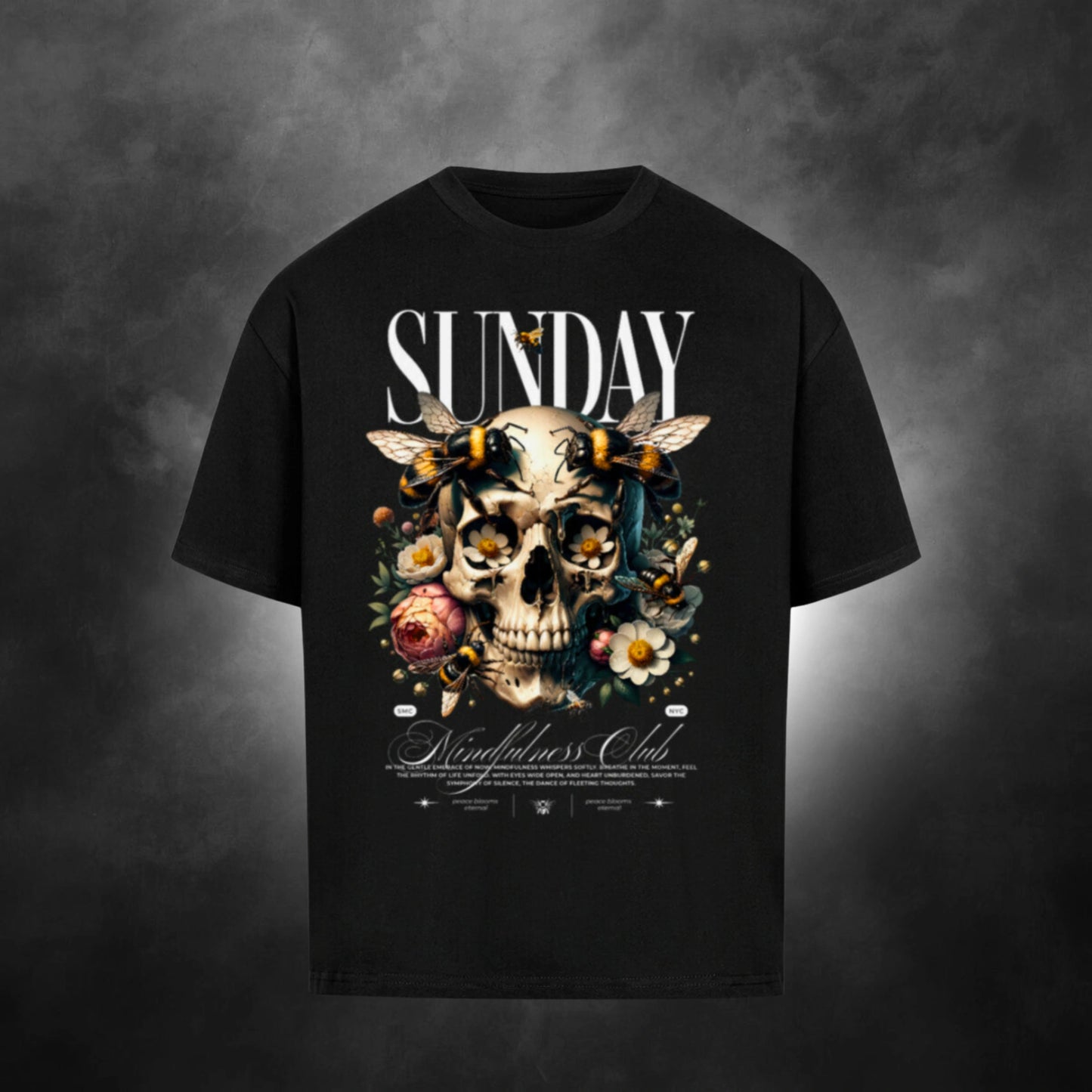 TheBroShop Hive Skull Oversize T-Shirt Herren – Schwarz – Frontansicht