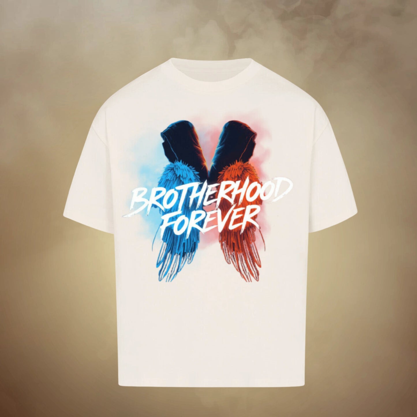 TheBroShop Brotherhood Forever Oversize T-Shirt Herren – Beige – Frontansicht