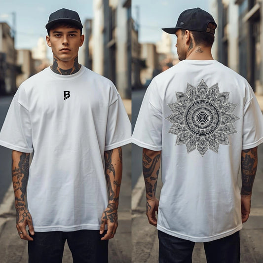 BRS Oversize T-Shirt Herren Weiß – Eclipse Edition Frontansicht