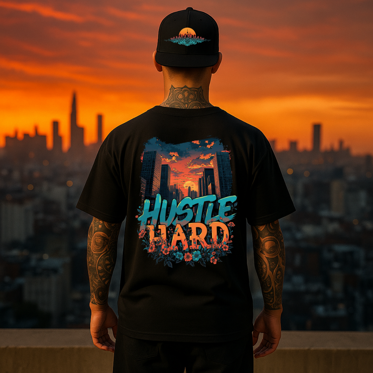 BRS Essentials Set – Oversize T-Shirt & Snapback Cap | Black Edition